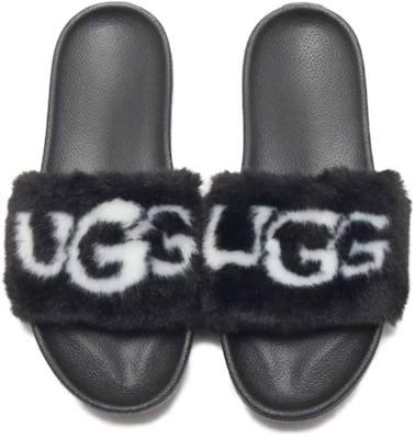 (W) UGG Royale 图案黑色毛拖鞋 1101539-BLK Shop (W) UGG Royale 图案黑色毛拖鞋 1101539-BLK