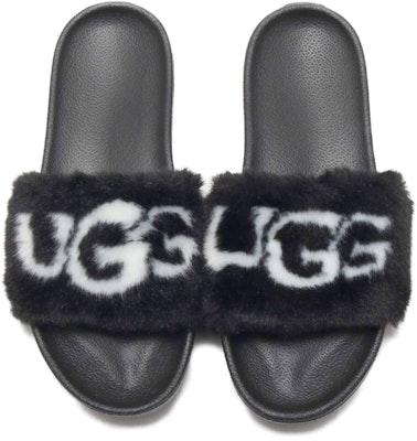 UGG Royale Graphic 毛茸人字時尚拖鞋 女款 黑色 Shop UGG Royale Graphic 毛茸人字時尚拖鞋 女款 黑色