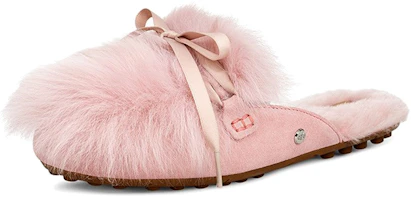 Lookbook UGG Shaine Fluff 羊皮毛一體 舒適平底毛絨 時尚拖鞋 女款 粉紅色