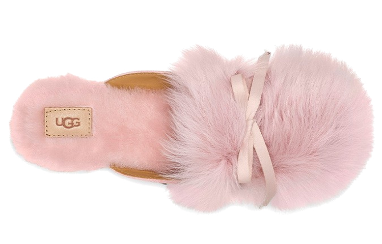 Shop (W) UGG Shaine Fluff Chaussons Douillets Plat Rose Rouge 1105316-PCRY
