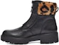 Buy (W) UGG Boot Pendek 'Kulit Hitam Cetakan Leopard dengan Zip' 1123230-BLK