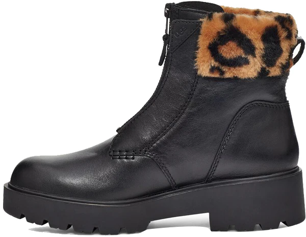 women-ugg-short-boot-leopard-print-black-leather-with-zipper-1123230-blk
