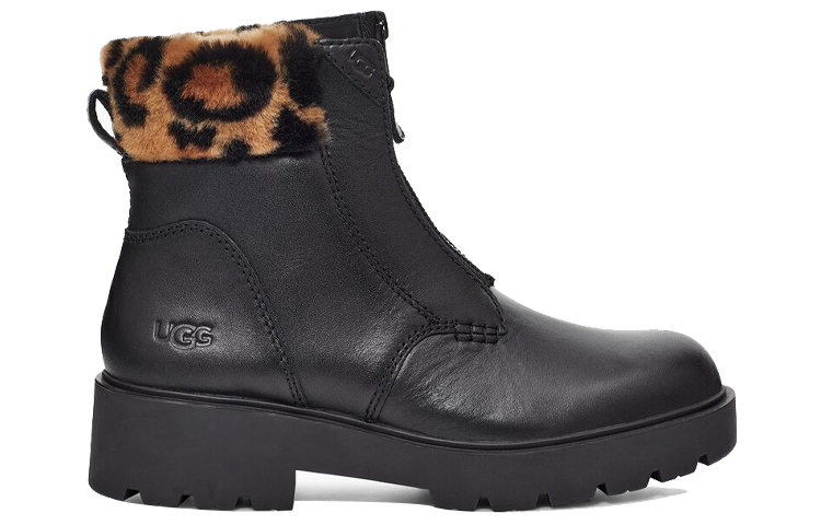 Order (Women) UGG Short Boot 'Leopard Print Black Leather with Zipper' 1123230-BLK