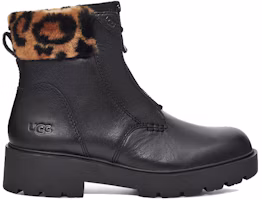 Order UGG 豹紋印花皮革拉鏈短靴 女款 黑色