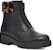 (W) UGG Boot Pendek 'Kulit Hitam Cetakan Leopard dengan Zip' 1123230-BLK