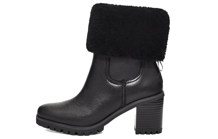 (Women) UGG Short Boot with Chunky Heel and Zipper 'Black Waterproof' 1121063-BLK