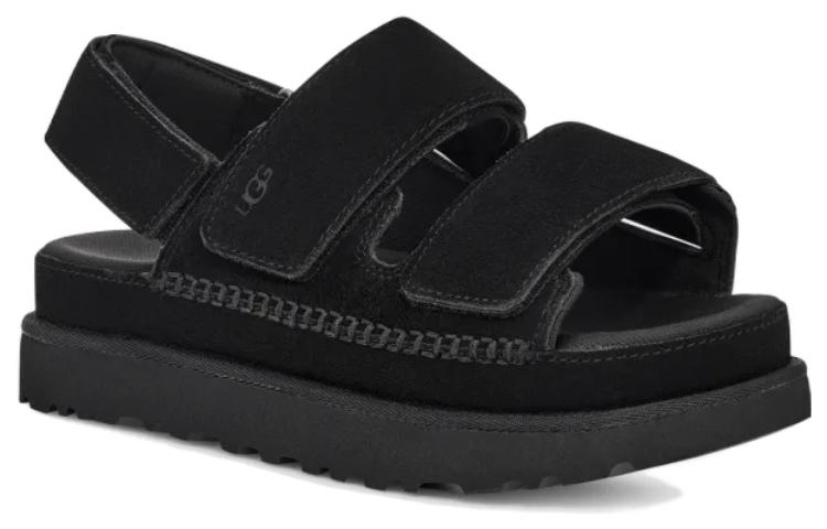 Lookbook UGG 織物 魔術貼舒適 時尚涼拖 女款 黑色