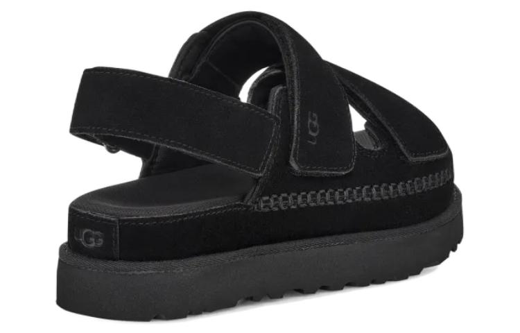 Shop UGG 織物 魔術貼舒適 時尚涼拖 女款 黑色