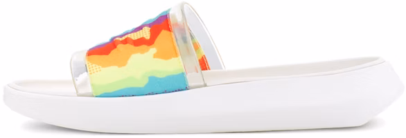 (Women) UGG Slide Cali Collage Outdoor Flat Heel Sandals Rainbow Stripe 1120001-RSTR (Women) UGG Slide Cali Collage Outdoor Flat Heel Sandals Rainbow Stripe 1120001-RSTR
