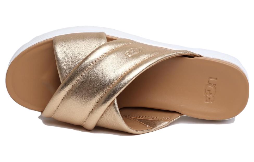 Lookbook UGG 皮革 簡約舒適百搭 時尚涼鞋 女款 金色