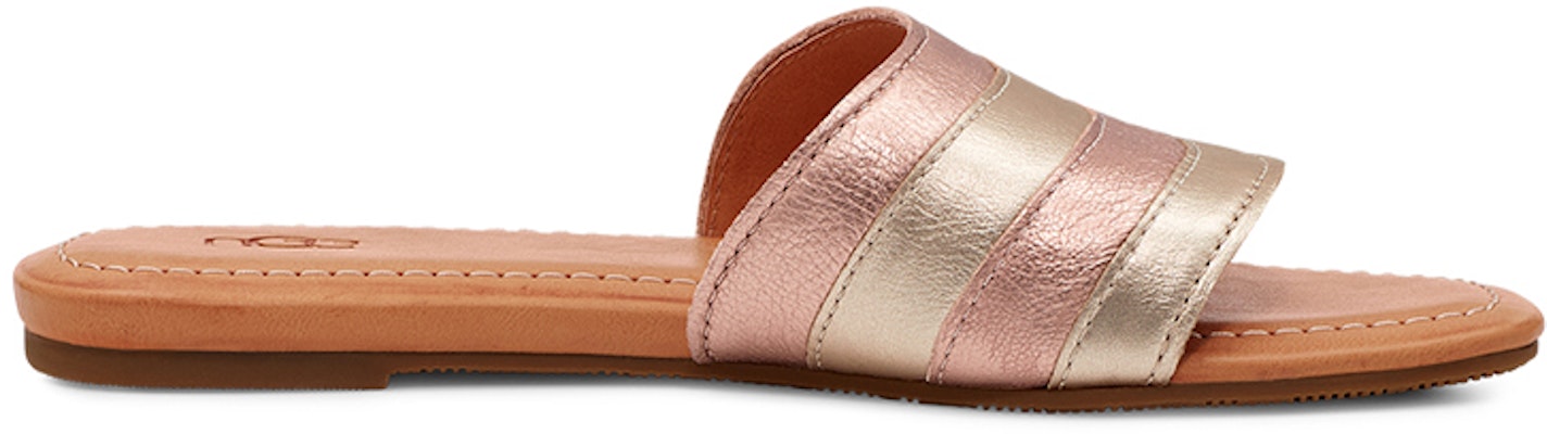 UGG 皮革 舒適閒適平底 涼鞋 女款 淺玫瑰金色 Order UGG 皮革 舒適閒適平底 涼鞋 女款 淺玫瑰金色