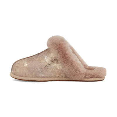 (W) UGG Slide 'Pink Sheepskin Trim'