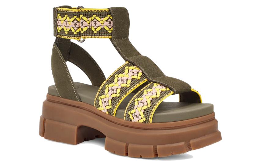 Lookbook UGG 休閒舒適 一字帶涼鞋 女款 焦橄欖色