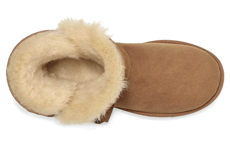 (W) UGG Suede Mini Bow fur Fleece Lined Brown 圖 5