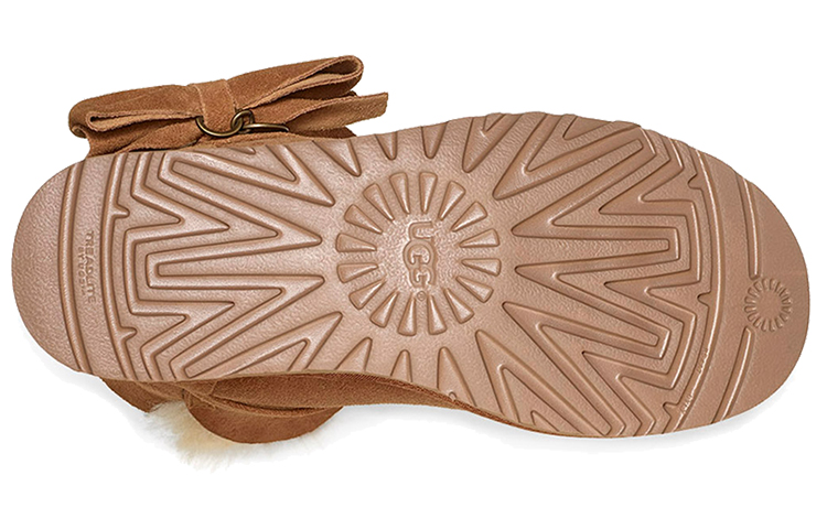 (W) UGG Suede Mini Bow fur Fleece Lined Brown 圖 6