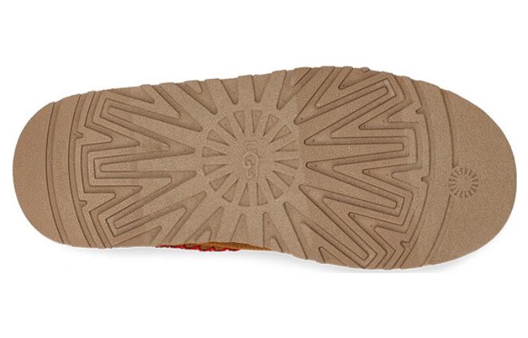 Shop UGG 織物 編織花邊懶人鞋 厚底鞋 女款 栗色