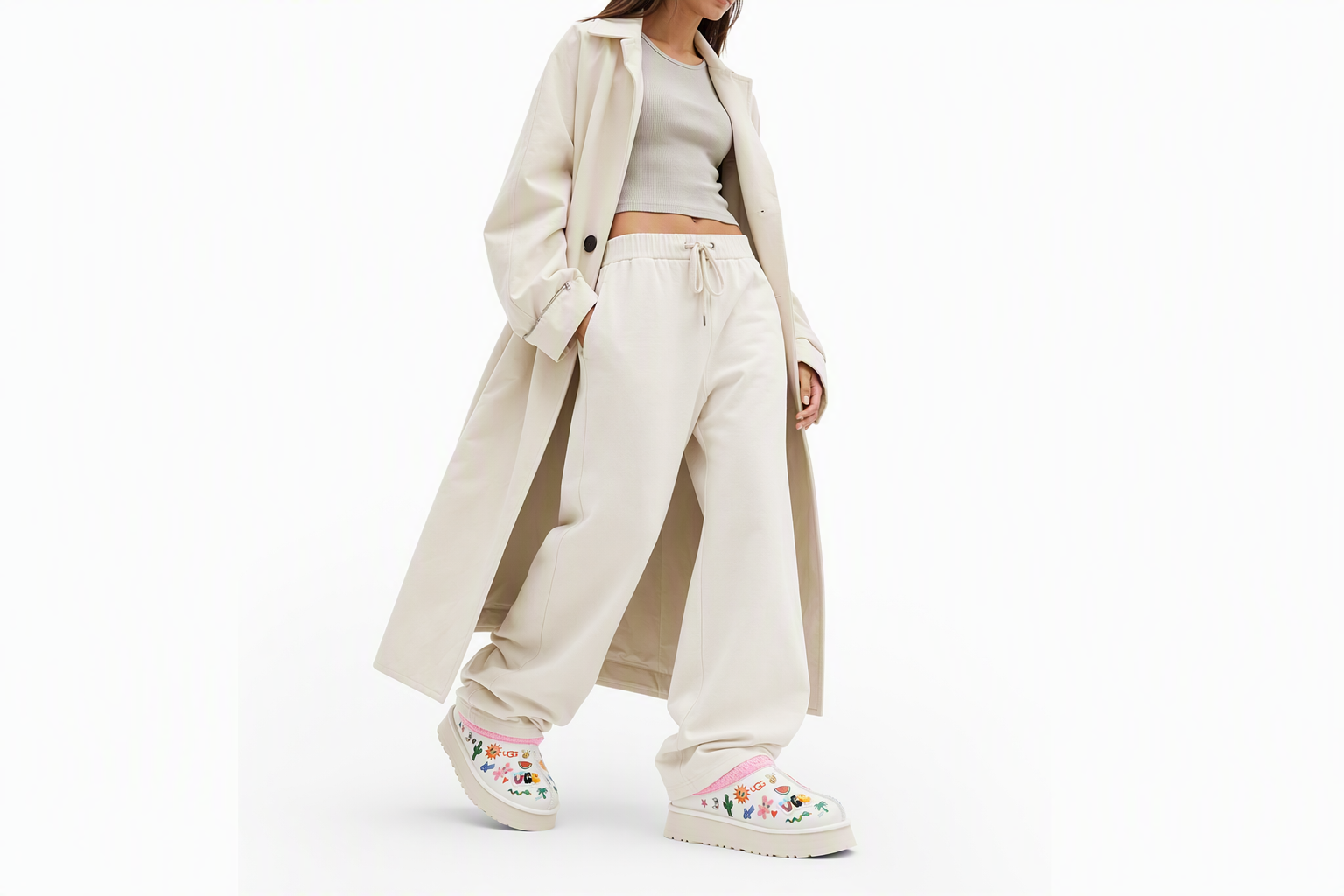 Order (W) UGG タズ スリッパ「ポップスケッチ」 1155751-WHT