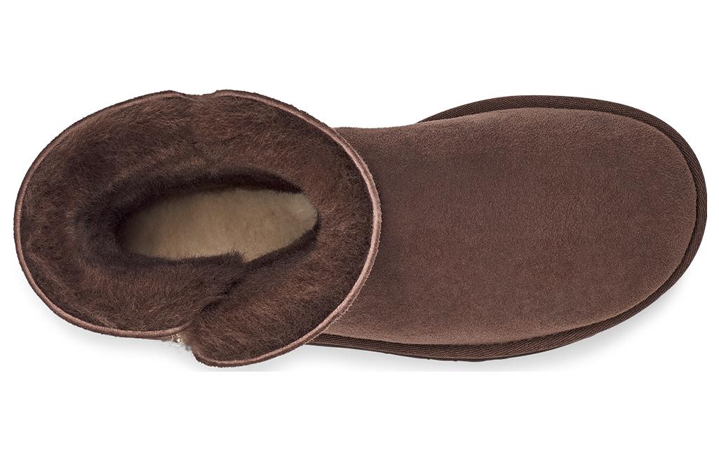 Lookbook UGG 純色平底拉鍊 短筒 雪地鞋 女款 焦木色