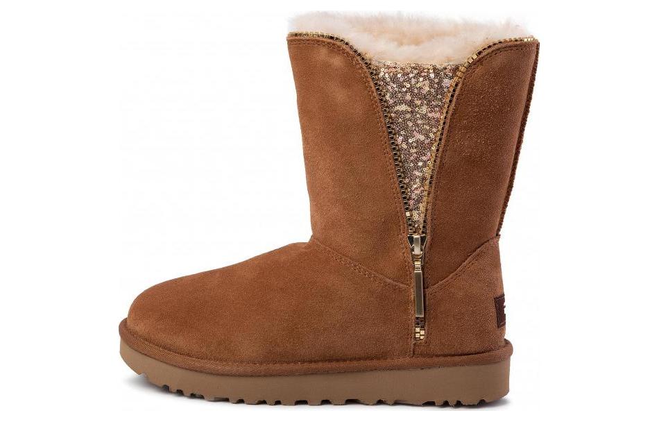 Buy UGG 絨面 舒適休閒 中筒 雪地靴 女款 栗色