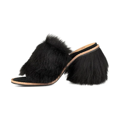 (W) UGG Rosa Fluff Heel 'Black'