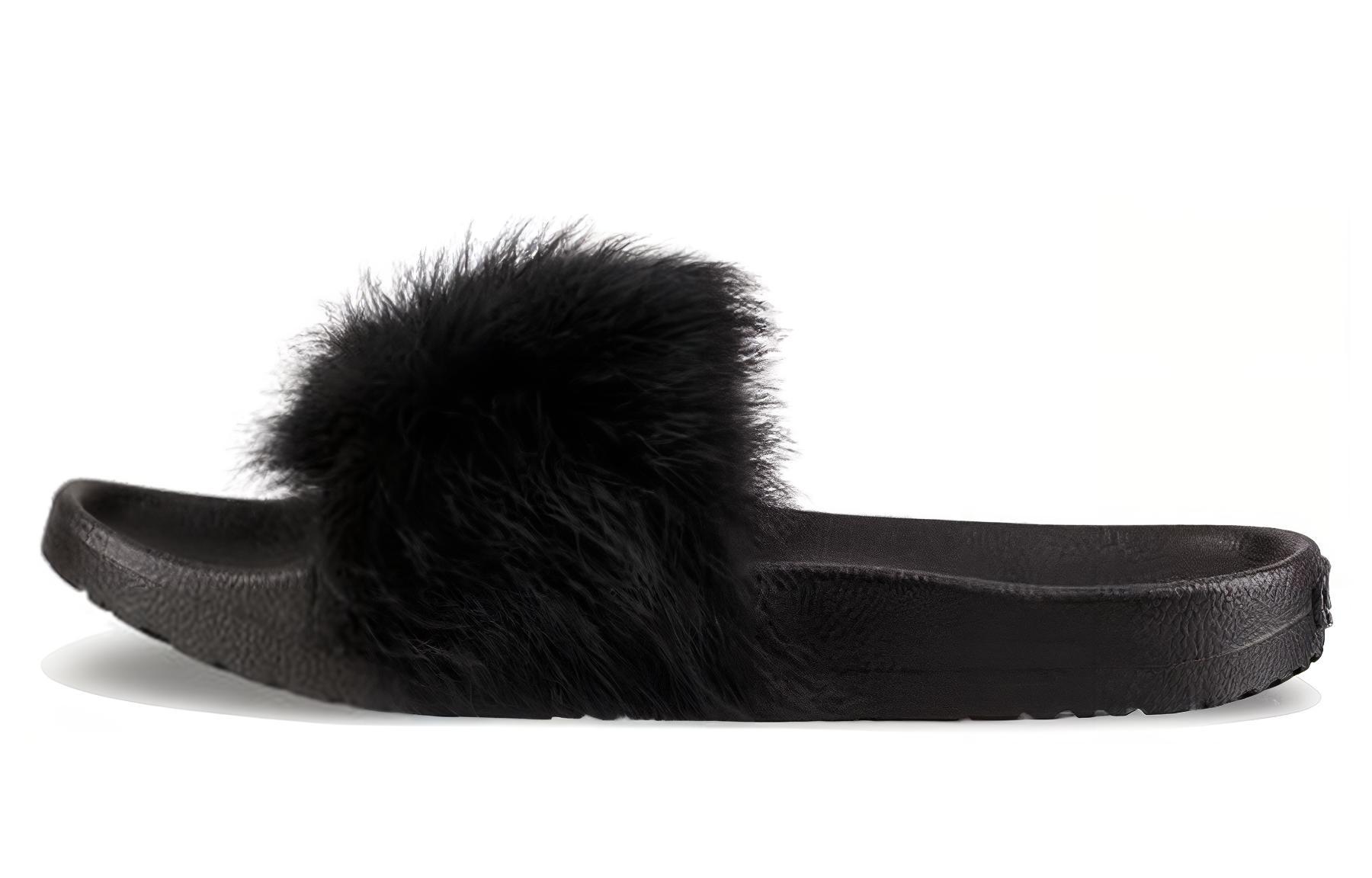 (Women) UGG W Royale 'Simple Comfort Furry Fashion Slide Black' 1018875-BLK
