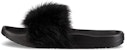 (W) UGG W Royale 'Selipar Fesyen Bulu Hitam' Nyaman Sederhana 1018875-BLK
