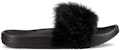 (W) UGG W Royale 'Selipar Fesyen Bulu Hitam' Nyaman Sederhana 1018875-BLK