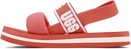 (Women) UGG Zuma Sling Beach Sandals Red White 1107893-PCRL (Women) UGG Zuma Sling Beach Sandals Red White 1107893-PCRL