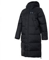 (Women) Under Armour Black Logo Long Down Coat Hoodie Casual Jacket. 1375454-001 (Women) Under Armour Black Logo Long Down Coat Hoodie Casual Jacket. 1375454-001