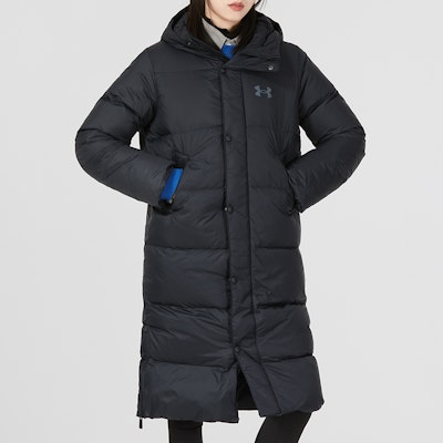 (W) Under Armour Abrigo Largo Negro con Logo y Capucha Chaqueta Casual. 1375454-001 Shop (W) Under Armour Abrigo Largo Negro con Logo y Capucha Chaqueta Casual. 1375454-001