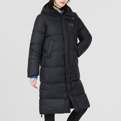 (W) Under Armour Abrigo Largo Negro con Logo y Capucha Chaqueta Casual. 1375454-001 Details for (W) Under Armour Abrigo Largo Negro con Logo y Capucha Chaqueta Casual. 1375454-001