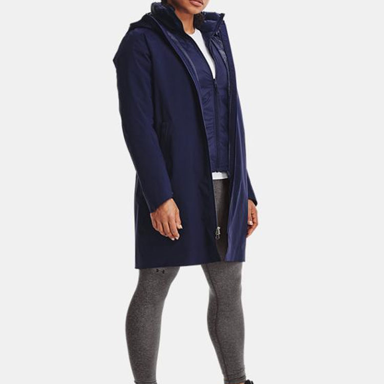 Purchase (Women) Under Armour  Navy Blue Logo Hooded 3-in-1 Down Jacket. 1365073-410