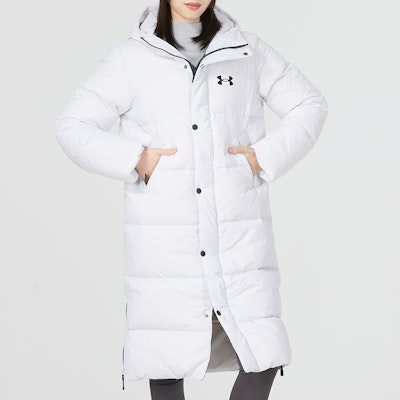 (W) Under Armour Jaket Parka Putih Panjang dengan Logo. 1375454-100 Details for (W) Under Armour Jaket Parka Putih Panjang dengan Logo. 1375454-100