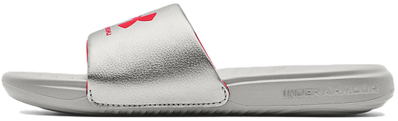 (Women) Under Armour Ansa Fixed Slide 'Silver Red' 3023772-105 Buy (Women) Under Armour Ansa Fixed Slide 'Silver Red' 3023772-105
