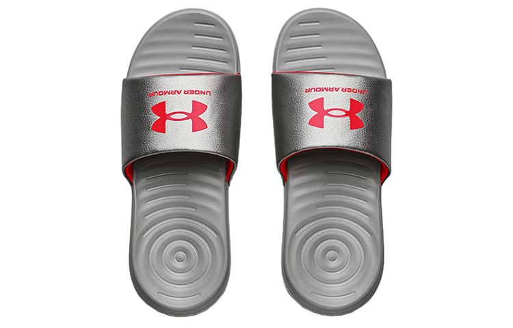 Shop (W) 언더아머 안사 픽스드 슬라이드 '실버 레드' 3023772-105
