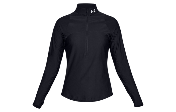 (Women) Under Armour Black Long-Sleeve Running Sweatshirt with Stand Collar 1326512-001