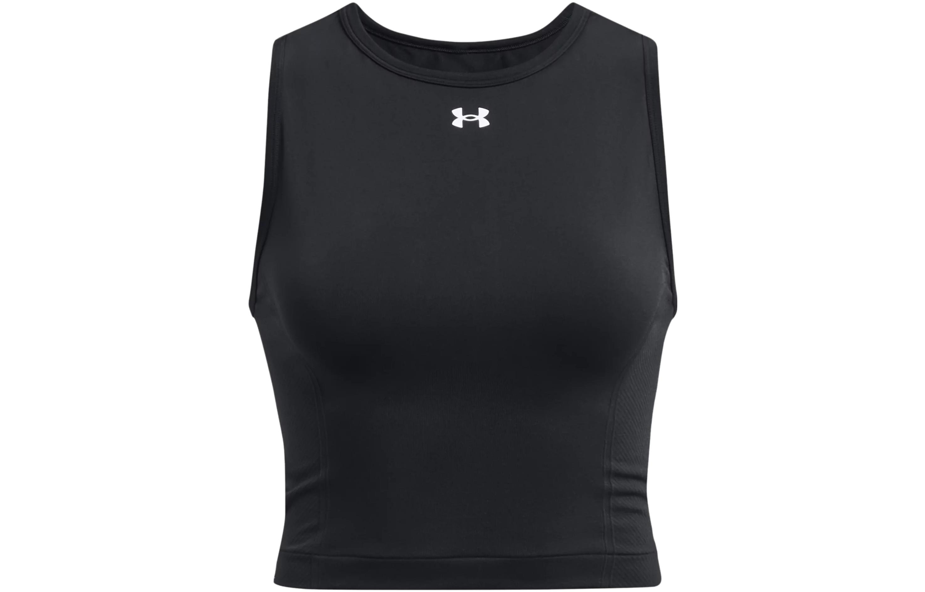 (Women) Under Armour Black Sleeveless Graphic Fitted Crop Tank Top 1379148-001