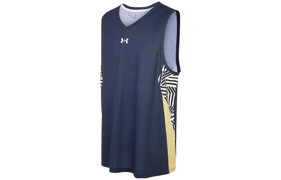 (Women) Under Armour Blue V-Neck Logo Print Quick-Dry Training Basketball Tank 23500101-408