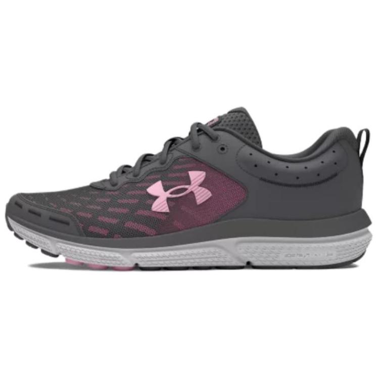 (Women) Under Armour Charged Assert 10 Running Shoes Grey/Pink - Cushioned Comfort 3026179-108