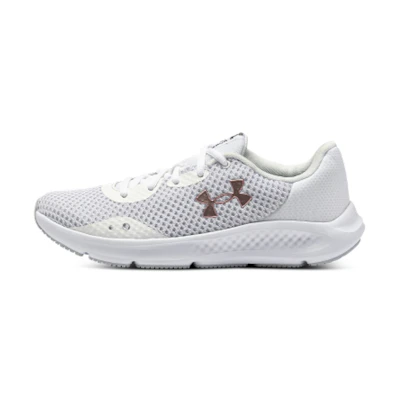 (W) UA Charged Pursuit 3 Metallic 'White Pink'