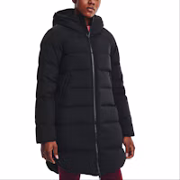 Shop (W) Under Armour ColdGear® 黑色紅外線長版羽絨外套冬季服飾。 1364899-001