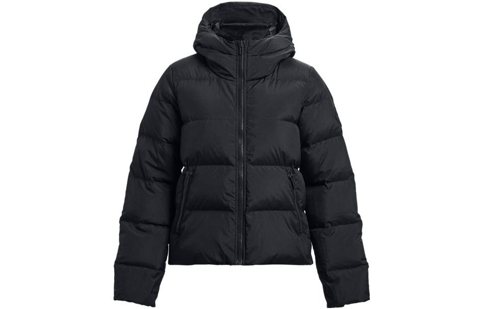 (Women) Under Armour ColdGear® Infrared Short Puffer Jacket  Black Warm Hoodie 1378861-001