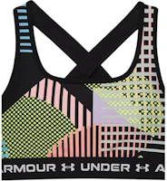 (Women) Under Armour Crossback Geometric Print Medium Support Sports Bra Women Black 1361042-001 (Women) Under Armour Crossback Geometric Print Medium Support Sports Bra Women Black 1361042-001