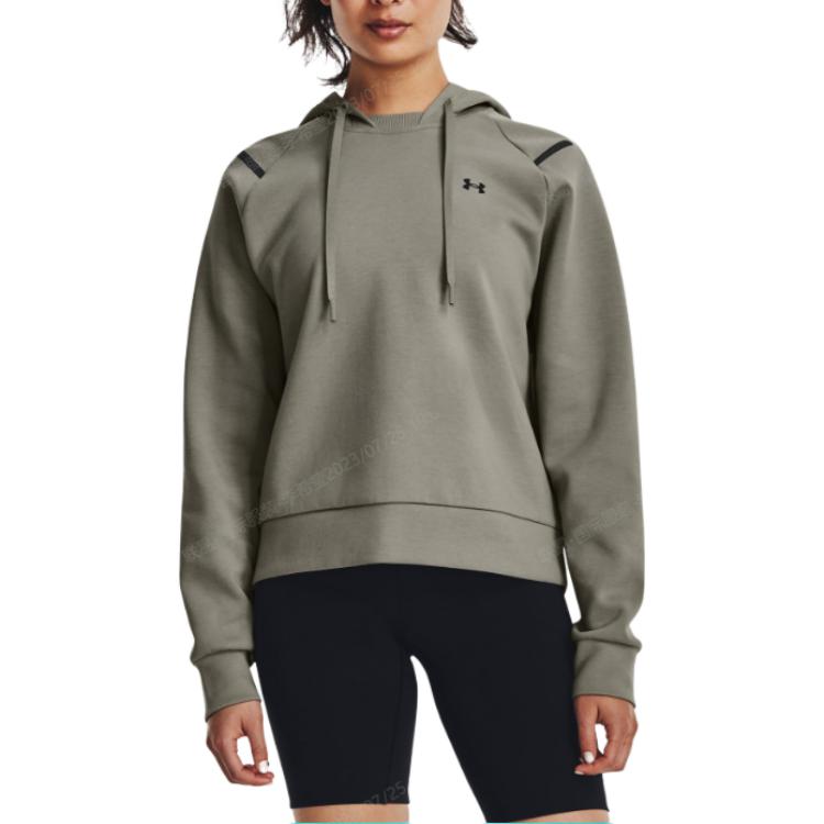 (Women) Under Armour Green Solid Color Cropped Hoodie 1379843-504 圖 5