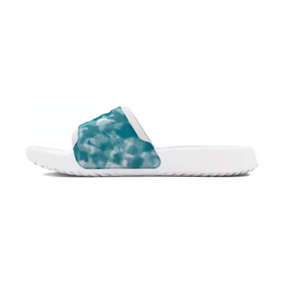 (W) UA Ignite Select Graphic Slide 'White Turquoise Tie-Dye'