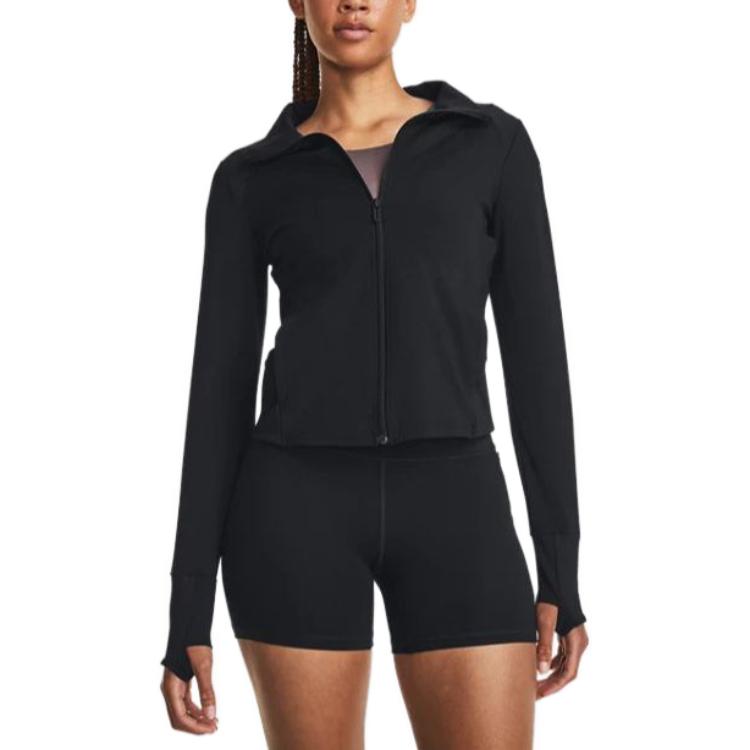 Shop (W) Under Armour Meridian 黑色修身高領運動外套 1379157-001