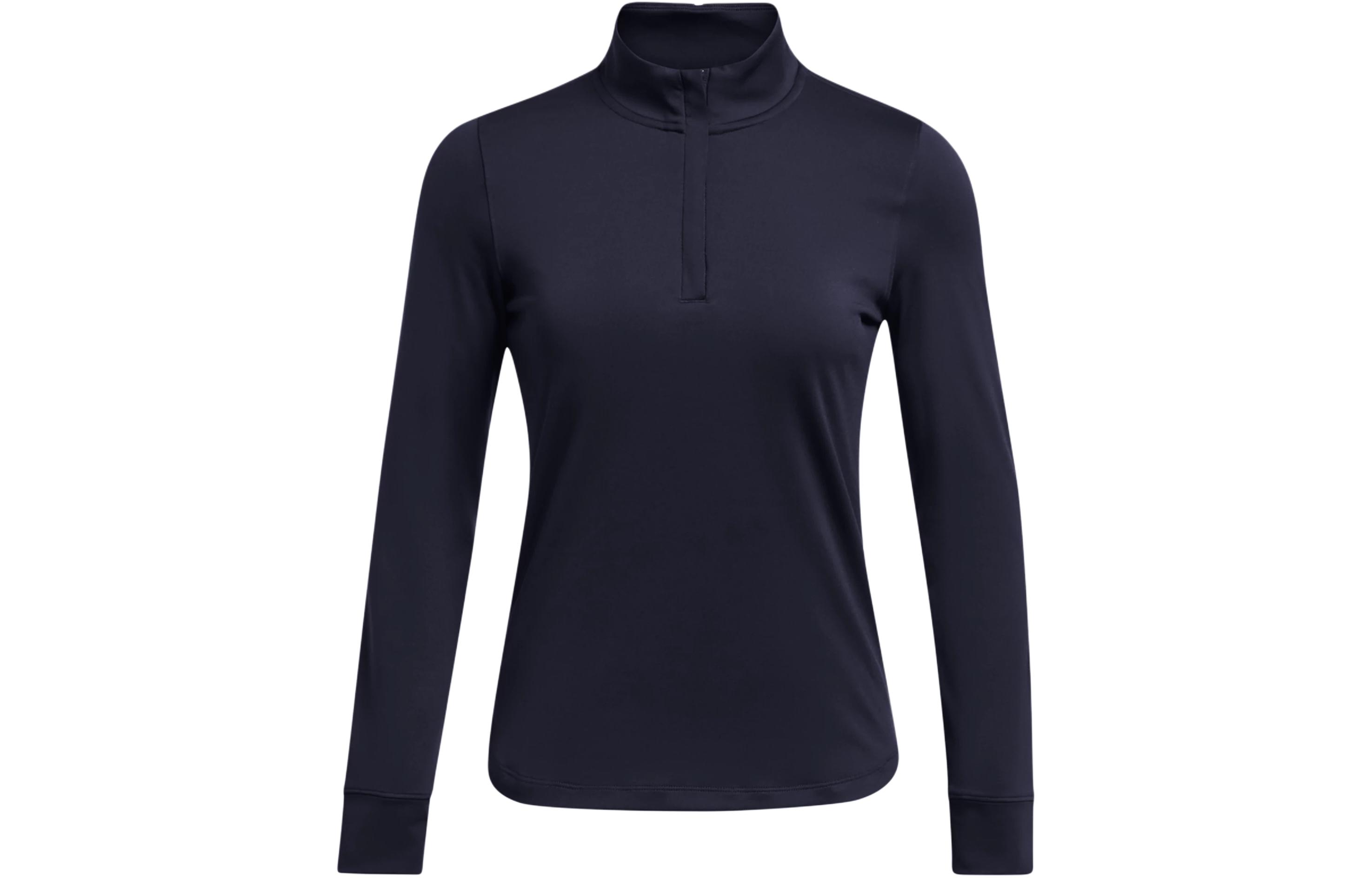 (Women) Under Armour Navy Blue Solid Breathable Pullover Long-Sleeve Sweatshirt 1383614-410