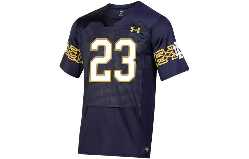 (Women) Under Armour Notre Dame Digital Logo V-Neck Football Jersey Blue . 5120740-410