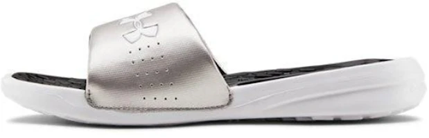 (Women) Under Armour Playmaker Fixed Strap Sandals Silver/Gray 3000063-002 (Women) Under Armour Playmaker Fixed Strap Sandals Silver/Gray 3000063-002