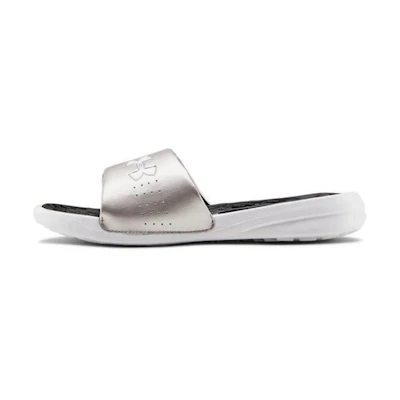 (W) UA Playmaker Fixed Strap Sandals Silver/Gray